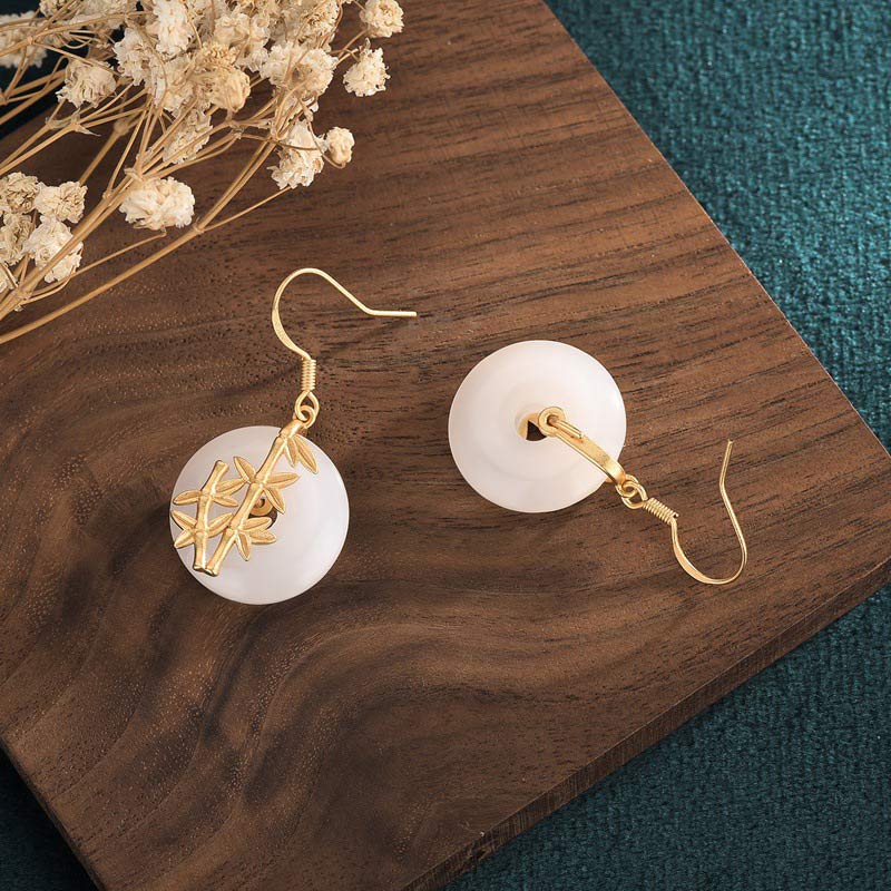 Nimara Ritual FengShui White Jade Fortune Earrings