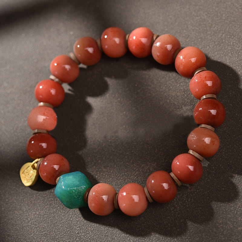 Nimara Ritual Tibetan Natural Camel Bone Dzi Bead Bodhi Seed Charm Luck Bracelet