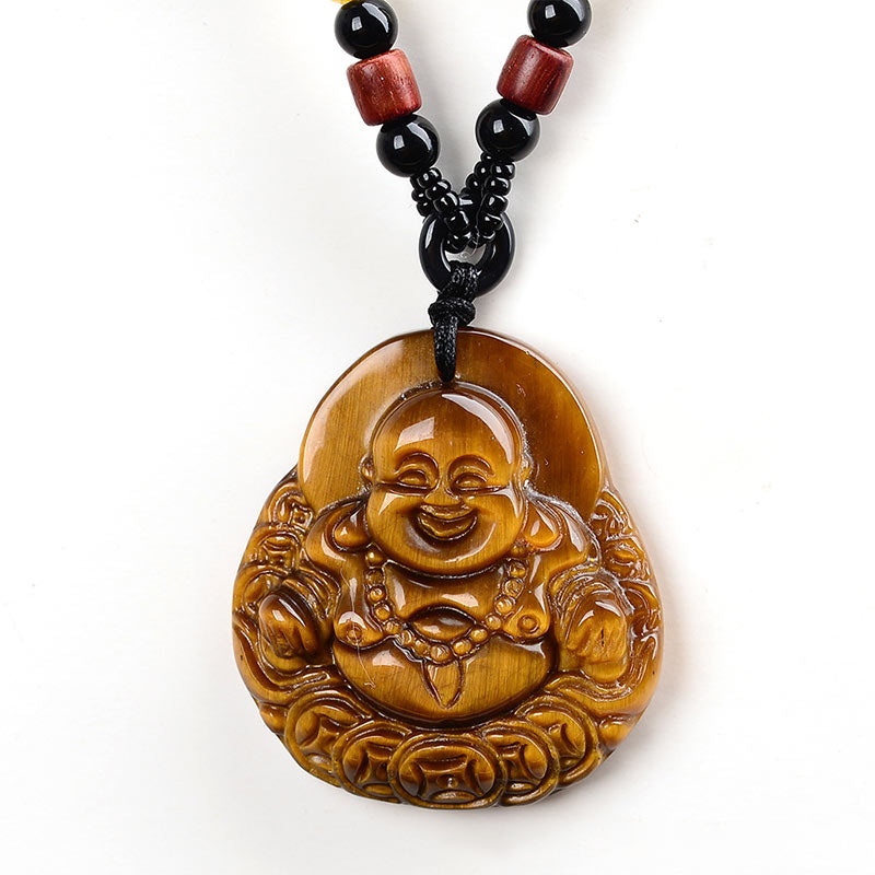 Nimara Ritual Tiger's Eye Laughing Buddha Blessing Necklace