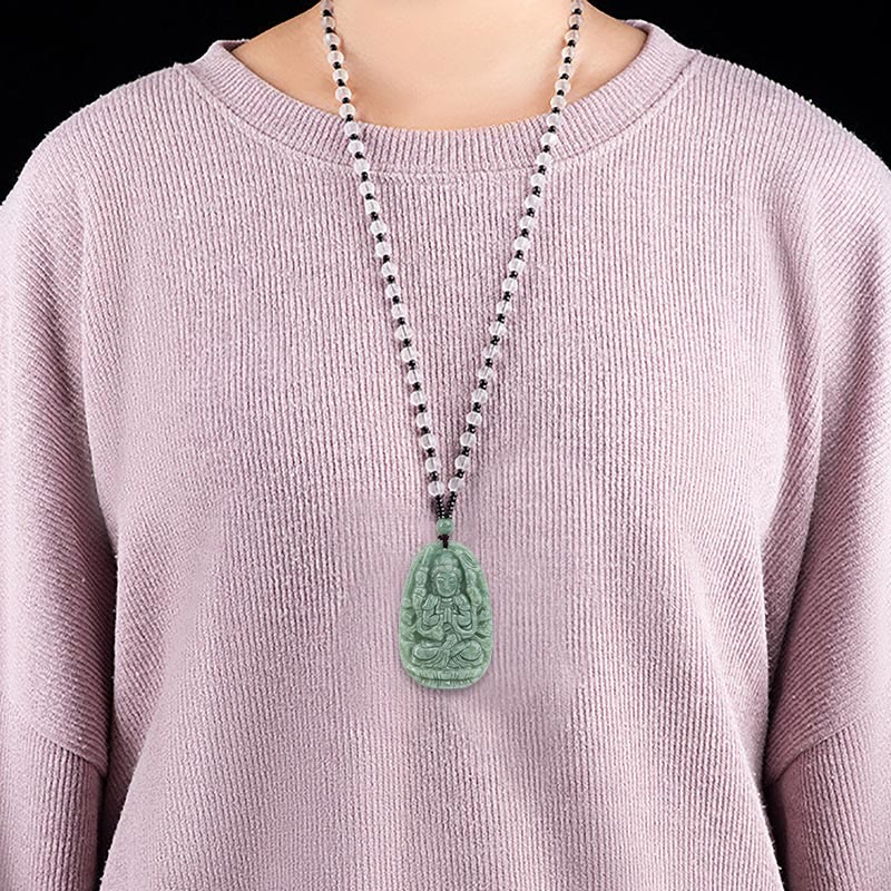 Nimara Ritual Chinese Zodiac Natal Buddha Natural Jade Wealth Prosperity Necklace Pendant