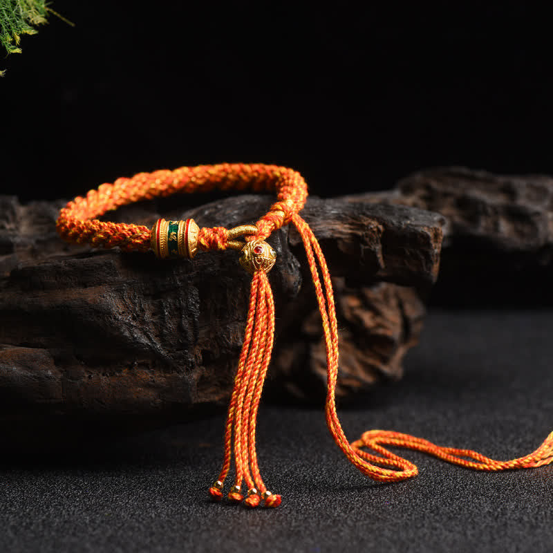 Nimara Ritual Tibetan Handmade Luck Prayer Wheel Bead Charm Weave Colorful String Bracelet