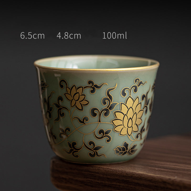 Nimara Ritual Butterfly Flower Lotus Koi Fish Plum Blossom Ceramic Teacup Kung Fu Tea Cup 100ml