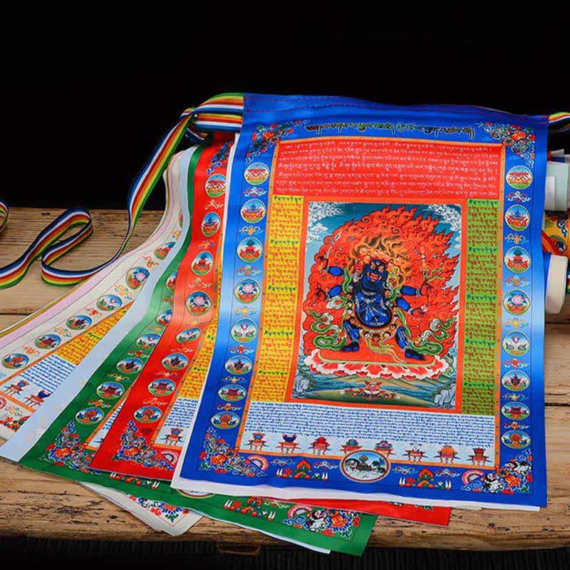 Nimara Ritual Tibetan 10 Colors Windhorse Buddha Healing Auspicious Outdoor Prayer Flag