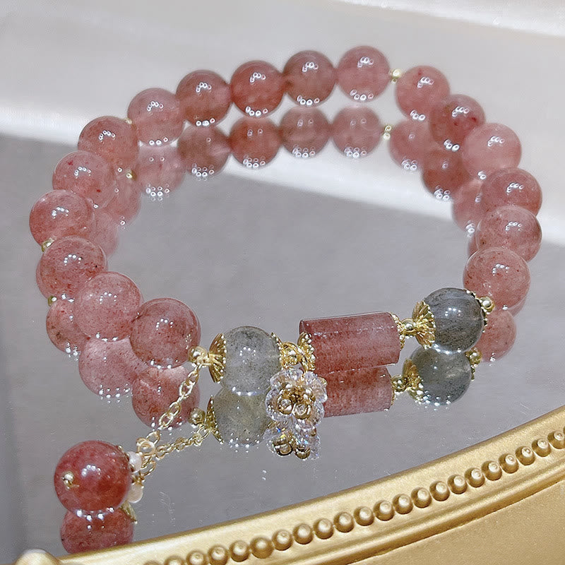 Nimara Ritual Natural Strawberry Quartz Moonstone Love Bracelet