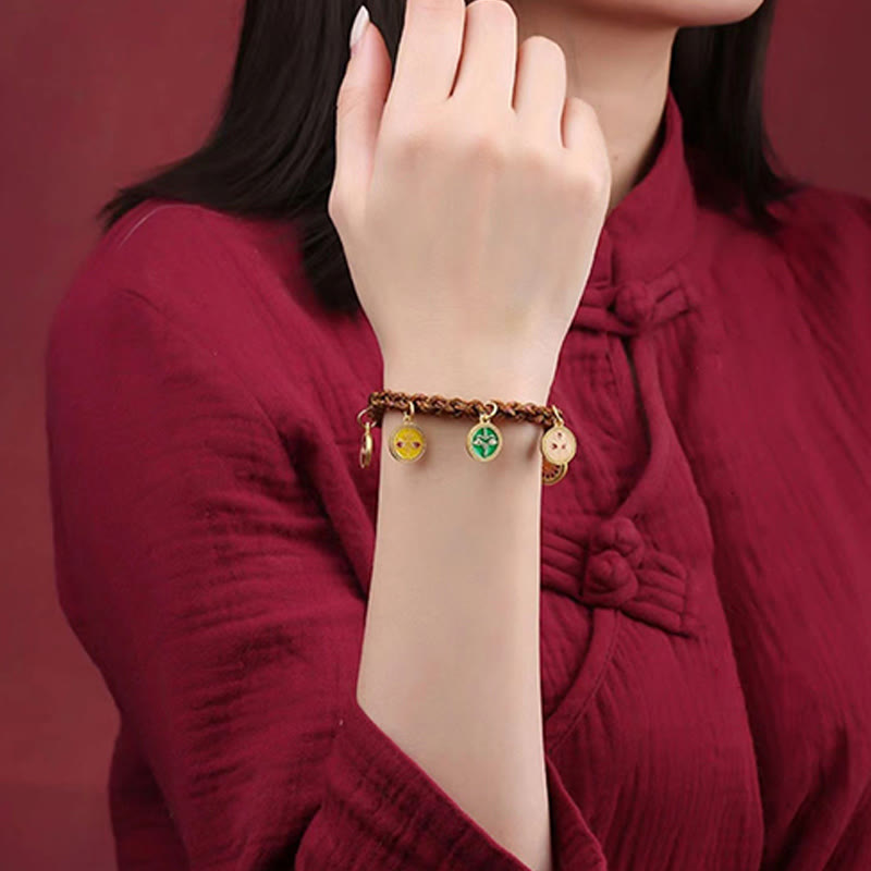 Nimara Ritual Tibetan Five God Of Wealth Thangka Luck Braid String Bracelet
