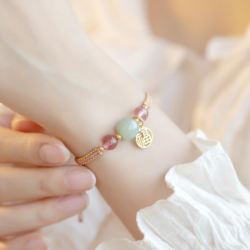 Nimara Ritual Red Agate Jade Lotus Confidence Calm String Bracelet