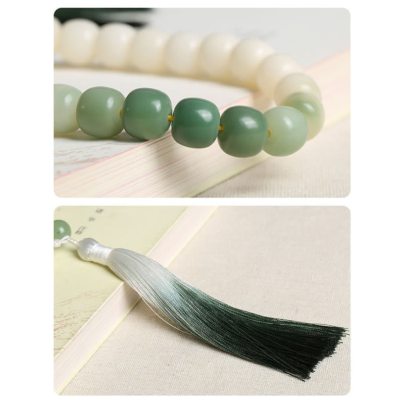 Nimara Ritual Natural Gradient Bodhi Seed Fortune Money Bag Lotus Wisdom Tassel Wrist Mala