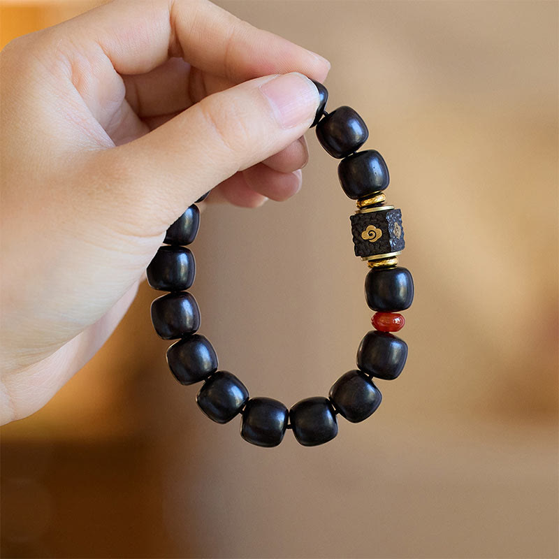 Nimara Ritual Ebony Wood Auspicious Clouds Engraved Calm Bracelet