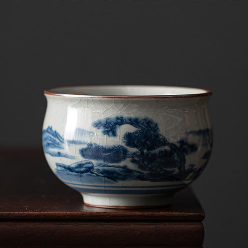 Nimara Ritual Mountain Landscape Lotus Orchid Pavilion Gathering Ceramic Teacup Kung Fu Tea Cup