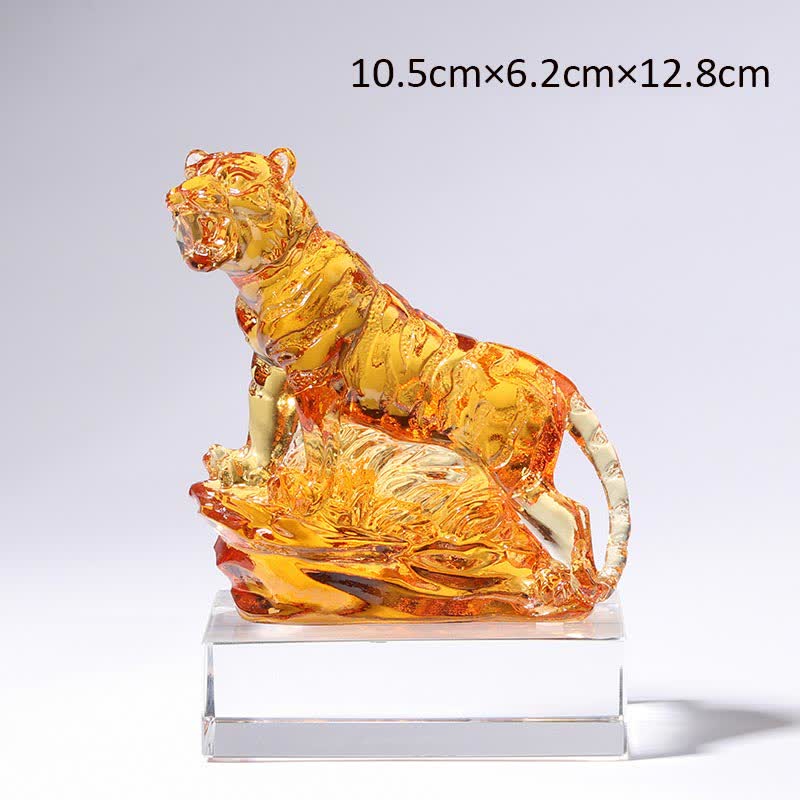 Nimara Ritual Handmade Liuli Crystal Tiger Art Piece Protection Home Decoration