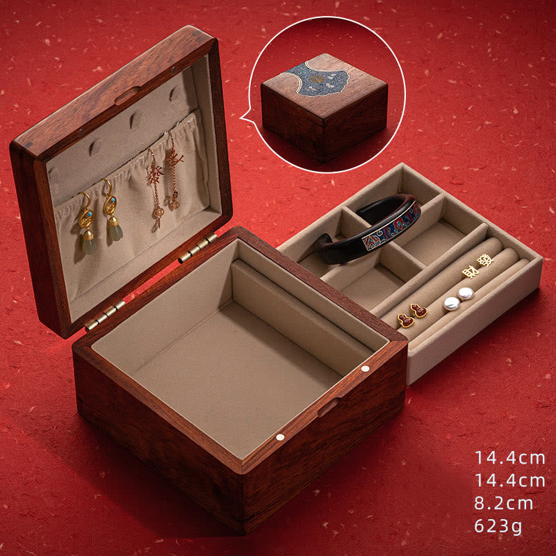 Nimara Ritual Antique Flower Leaf Handmade Rosewood Jewelry Storage Box Wooden Gift Organizer Box