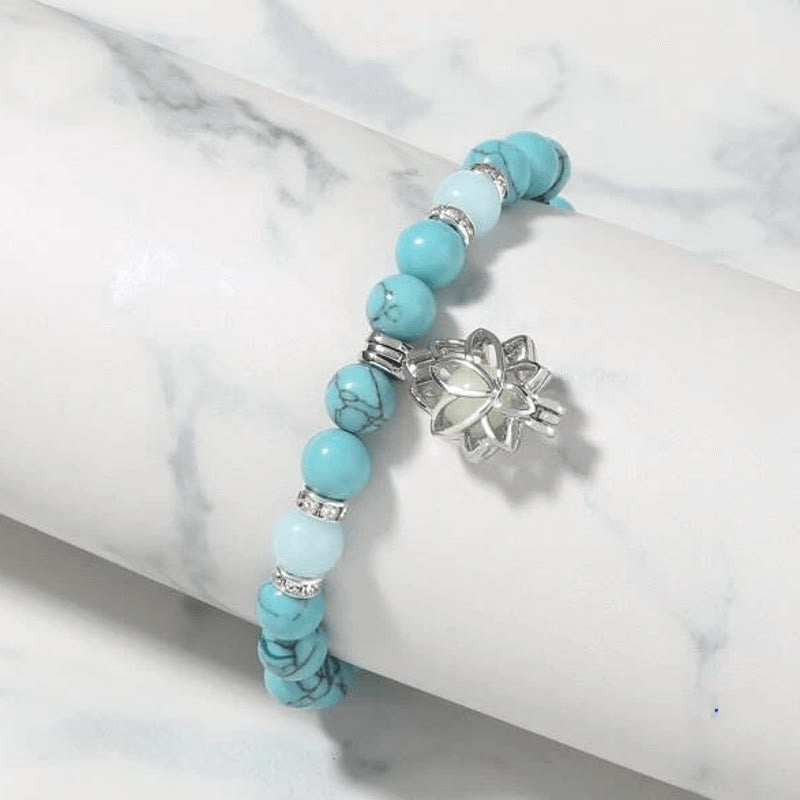 Nimara Ritual Tibetan Turquoise Glowstone Luminous Bead Lotus Protection Bracelet