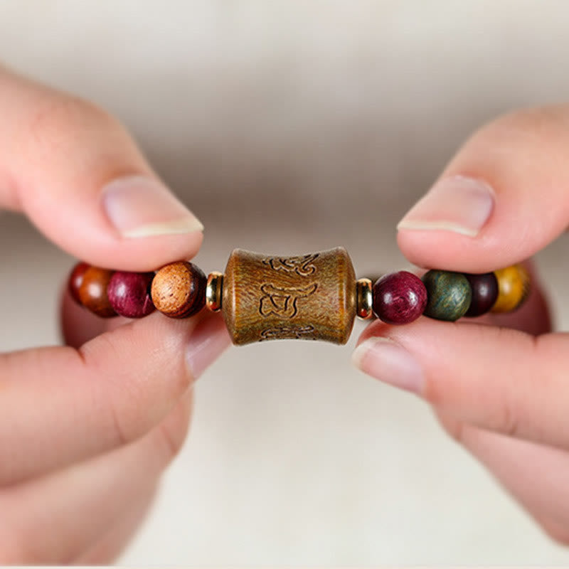 Nimara Ritual Tibet Multicolored Sandalwood Om Mani Padme Hum Protection Bracelet