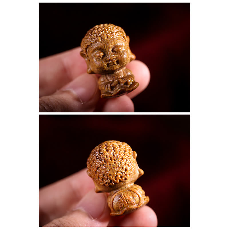 Nimara Ritual Chinese Zodiac Natal Buddha Green Sandalwood Lotus Engraved Positive Home Decoration