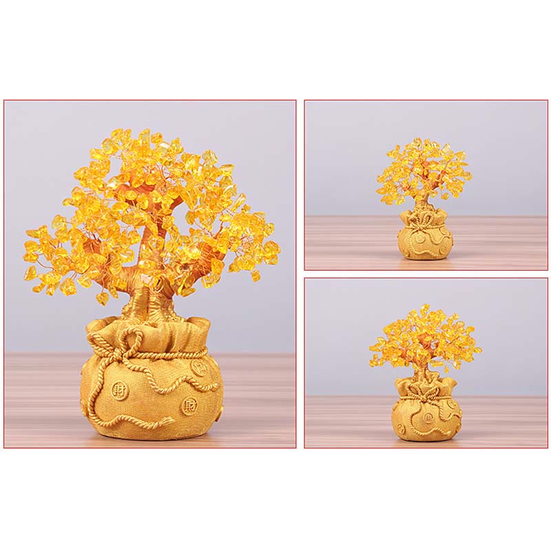Nimara Ritual Natural Citrine Money Tree Gemstone Ornament - Feng Shui for Prosperity