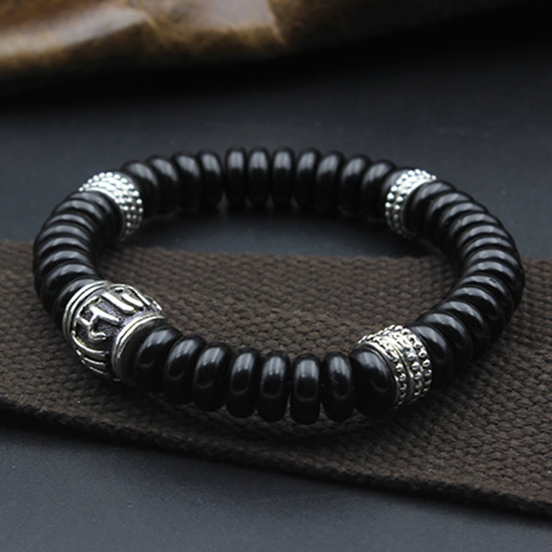 Nimara Ritual Natural Tibetan Coconut Shell Om Mani Padme Hum Positive Bracelet