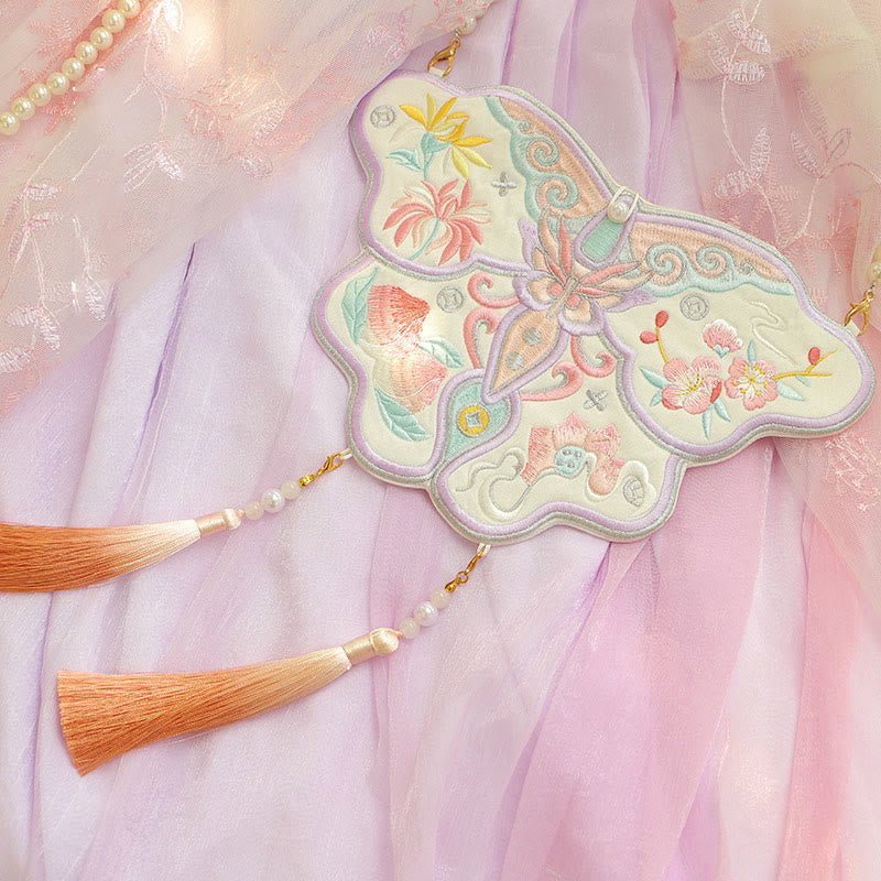 Nimara Ritual Luck Embroidery Lotus Koi Fish Rabbit Flower Hanfu Bag Crossbody Bag Shoulder Bag