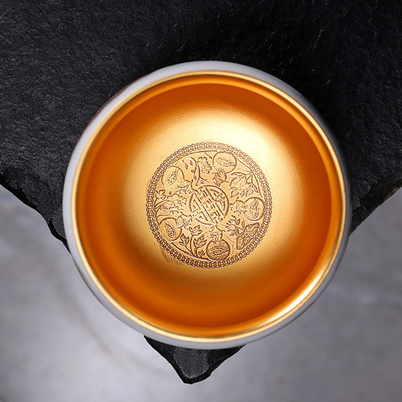 Nimara Ritual Dragon Gilt Gourd Ceramic White Porcelain Teacup Kung Fu Tea Cup 160ml