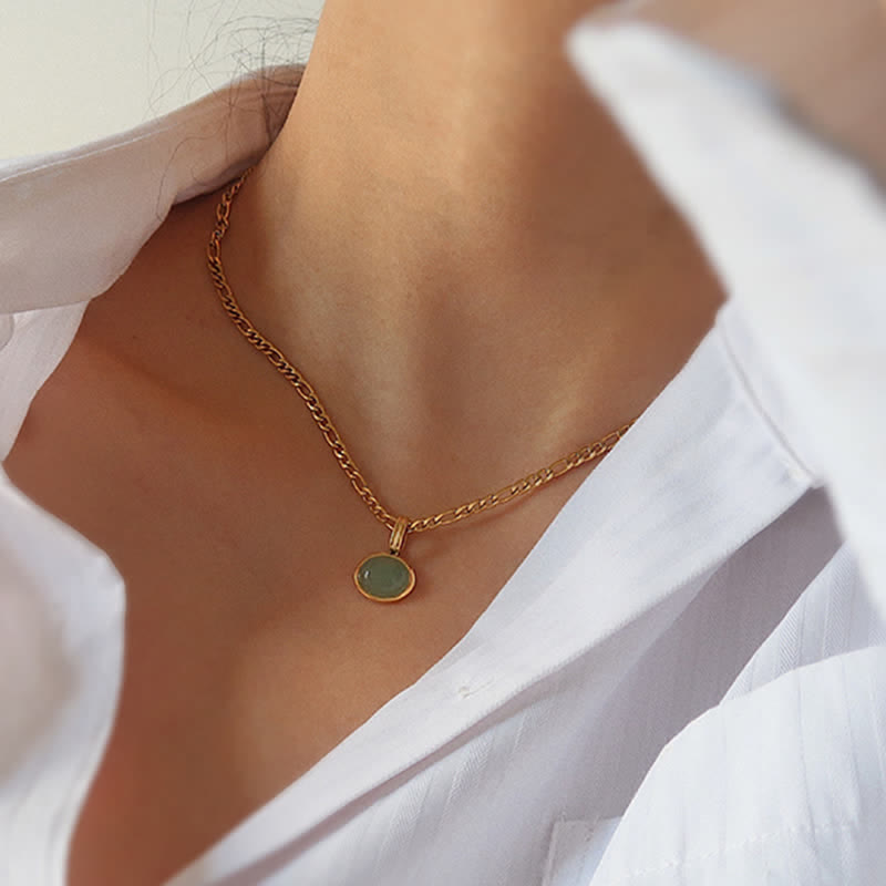 Nimara Ritual Oval Turquoise Strength Titanium Steel Necklace Pendant