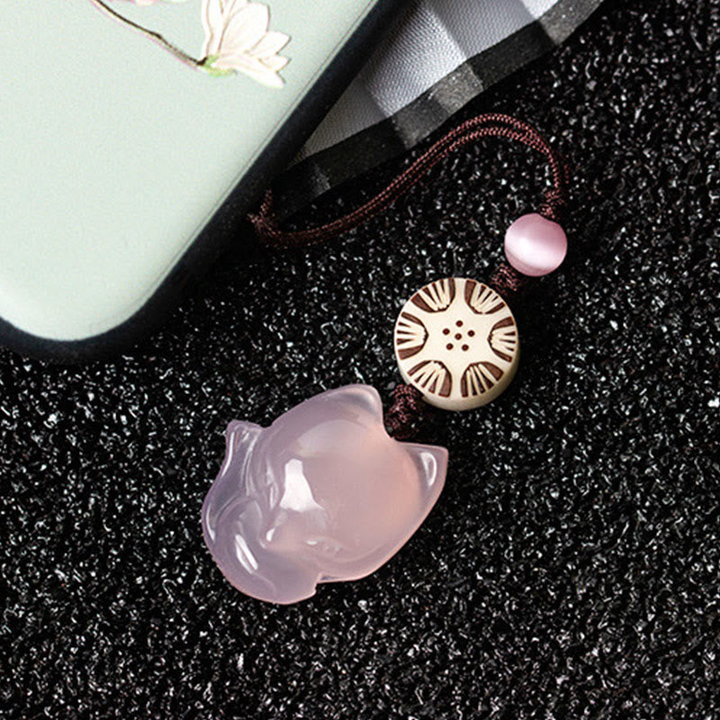 Nimara Ritual Natural Chalcedony Fox Harmony Phone Hanging Decoration