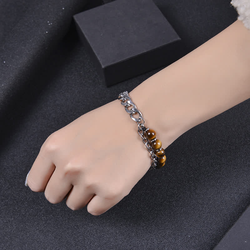 Nimara Ritual Tiger Eye Picasso Jasper Frosted Stone Strength Bracelet