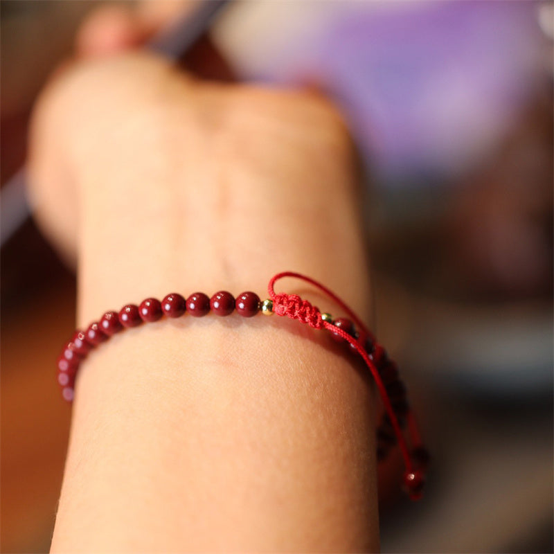 Nimara Ritual Natural Cinnabar Blessing Red String Braided Bracelet Anklet