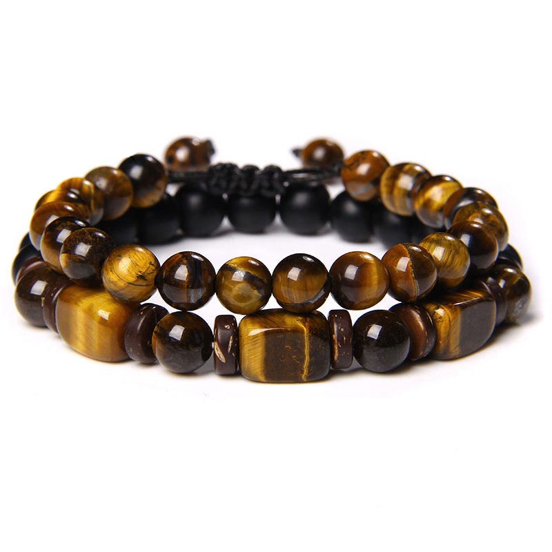 Nimara Ritual Tiger Eye Frosted Stone Hematite Courage Bracelet