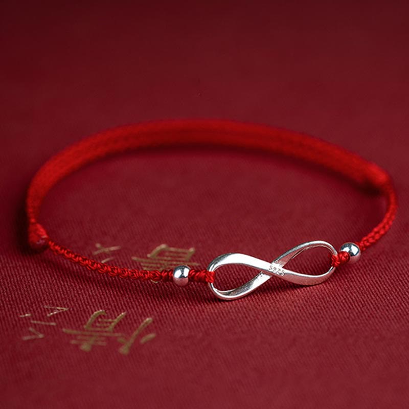 Nimara Ritual 925 Sterling Silver Endless Knot Protection Luck Red String Bracelet Anklet