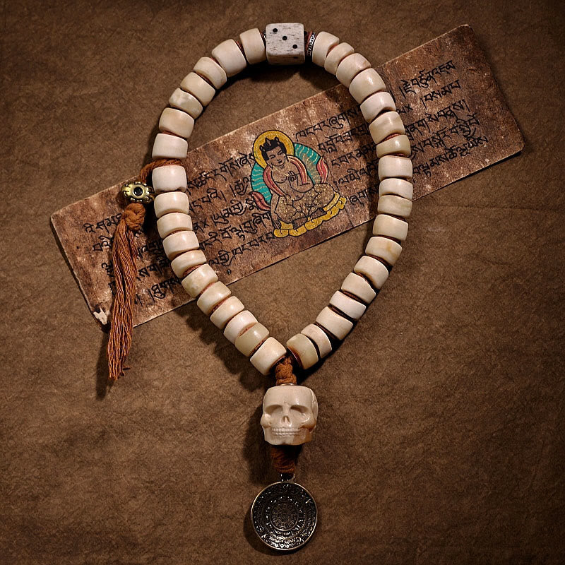 Nimara Ritual Tibetan Natural Yak Bone The Lord Of The Corpse Forest Dice Chinese Zodiac Nine Palaces Eight Diagrams Strength Wrist Mala