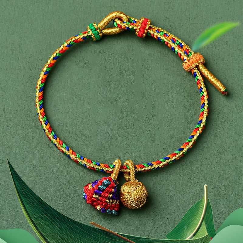 Nimara Ritual Colorful Rope Luck Handmade Zongzi Golden Ball Charm Bracelet