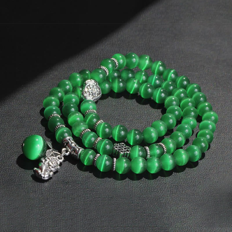 Nimara Ritual Cat Eye PiXiu Support Triple Wrap Bracelet