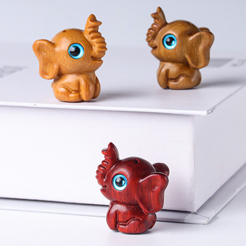 Nimara Ritual Sandalwood Small Leaf Red Sandalwood Green Sandalwood Lucky Mini Elephant Carved Protection Decoration