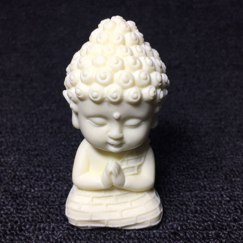 Nimara Ritual Mini Ivory Fruit Tathagata Buddha Lotus Kwan Yin Avalokitesvara Manjusri Samantabhadra Serenity Desk Decoration