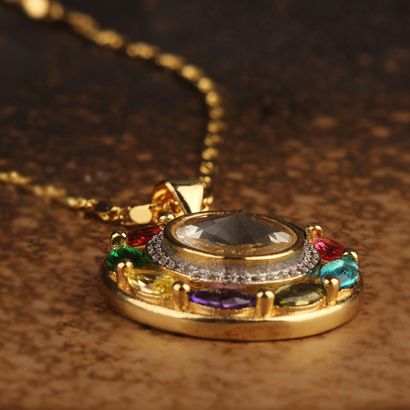 Nimara Ritual Colorful Zircon Copper Wealth Luck Rotation Bracelet Necklace Pendant