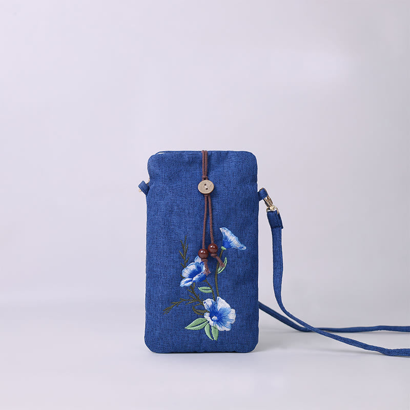 Nimara Ritual Small Embroidered Flowers Crossbody Bag Shoulder Bag Cellphone Bag 11*20cm