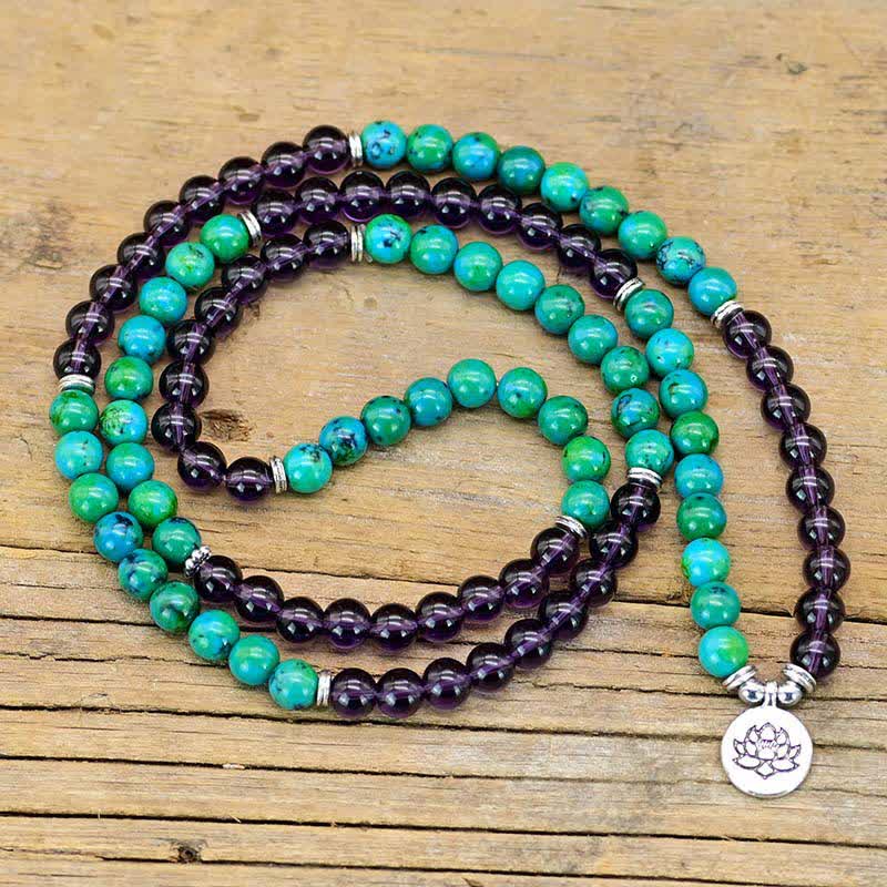 Nimara Ritual Amethyst Green Aventurine Spiritual Lotus Charm Bracelet