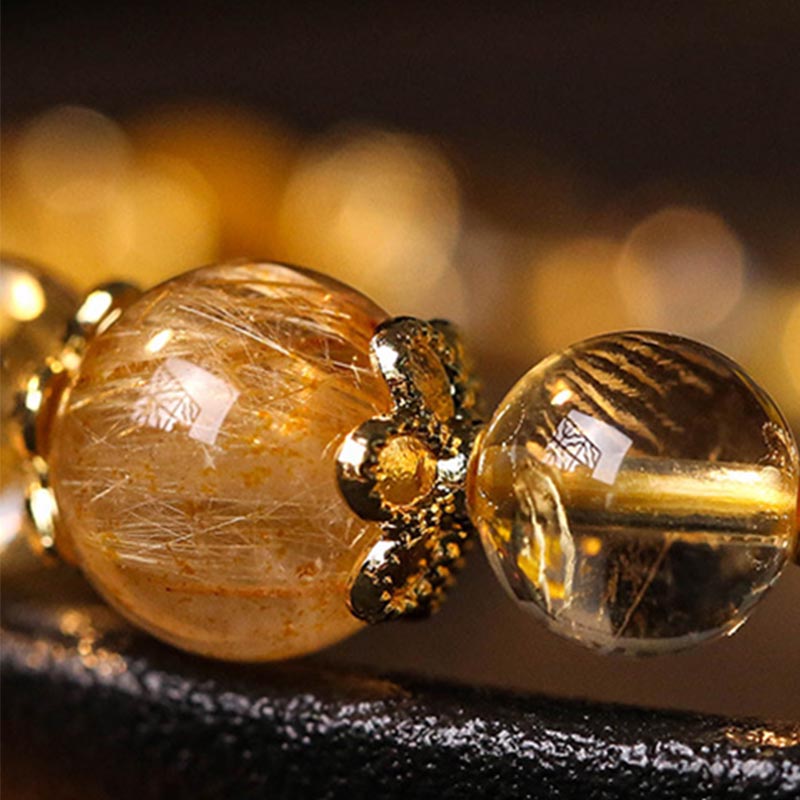 Nimara Ritual Natural Citrine Amethyst Rutilated Quartz Prosperity Protection Bracelet