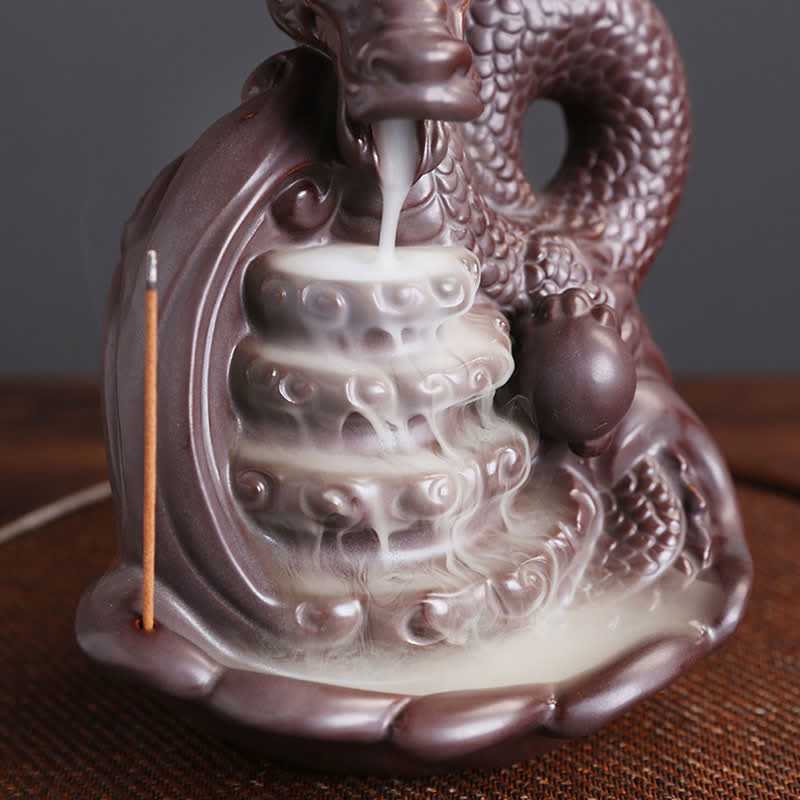 Nimara Ritual Dragon Pattern Success Ceramic Incense Burner Decoration