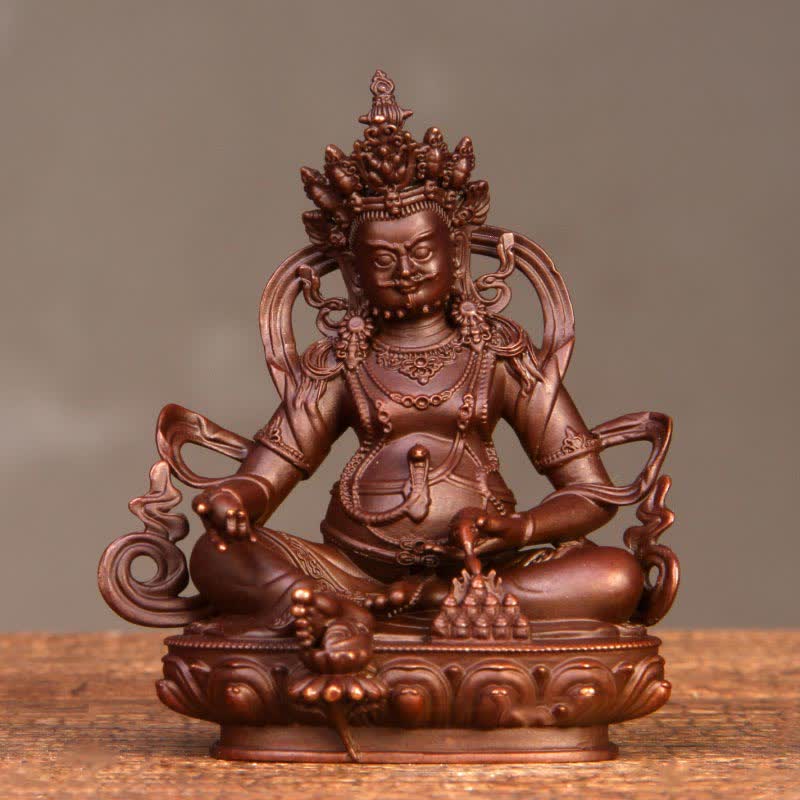Nimara Ritual Yellow Jambhala Bodhisattva Figurine Compassion Copper Statue Home Office Decoration