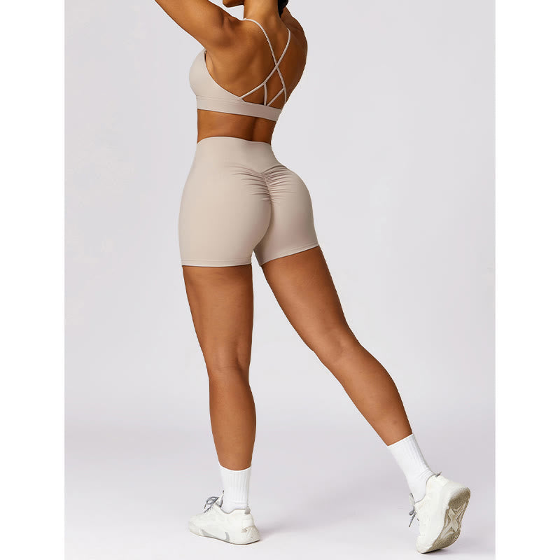 Nimara Ritual Gym Sports Yoga Backless Bra Crop Tank Top Breathable Shorts
