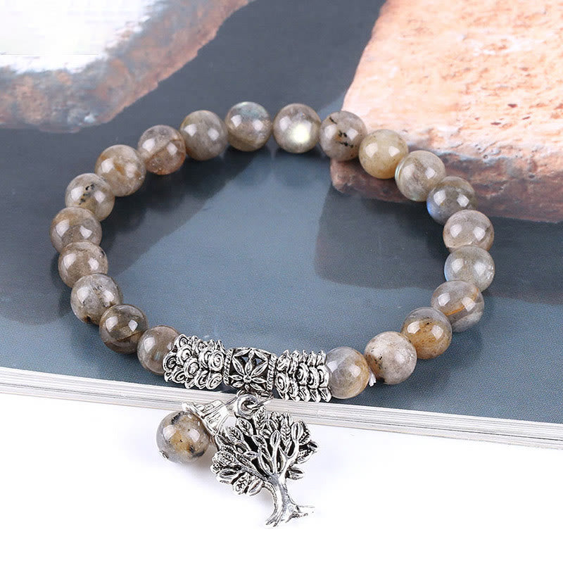 Nimara Ritual Natural Gemstone Tree of Life Lucky Charm Stretch Bracelet
