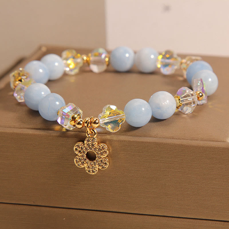 Nimara Ritual Natural Aquamarine Flower Healing Crystal Bracelet