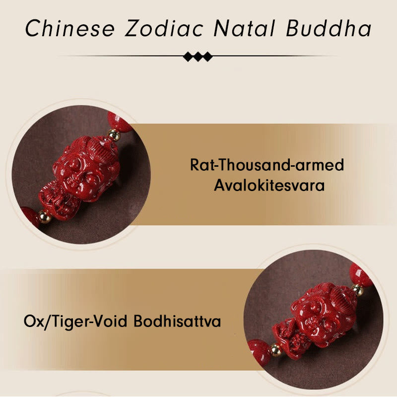 Nimara Ritual Chinese Zodiac Natal Buddha Cinnabar Amulet Blessing String Bracelet