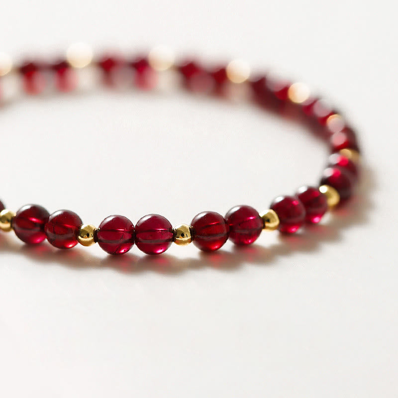Nimara Ritual 14K Gold Plated Natural Garnet Cinnabar Flower Calm Bracelet