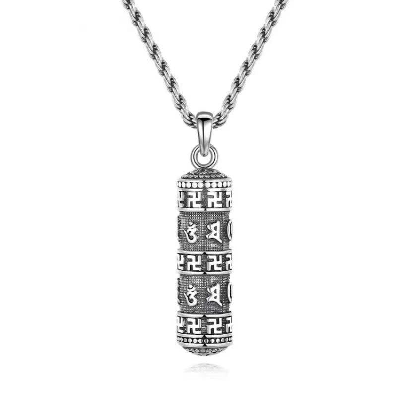 Nimara Ritual Om Mani Padme Hum Swastika Twisted Chain Wisdom Necklace Pendant