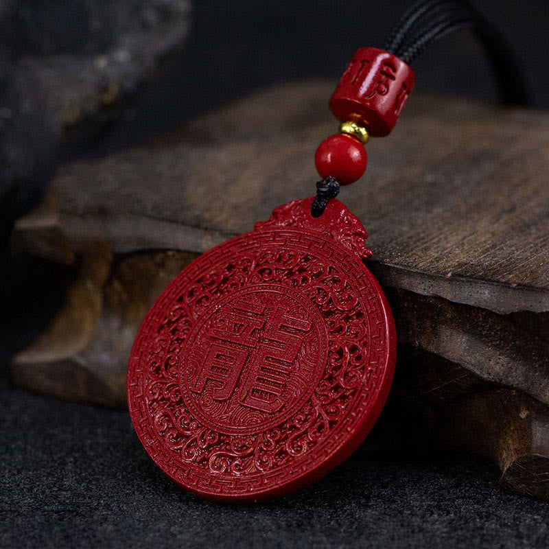Nimara Ritual Year of the Dragon Natural Cinnabar Dragon Protection Necklace Pendant
