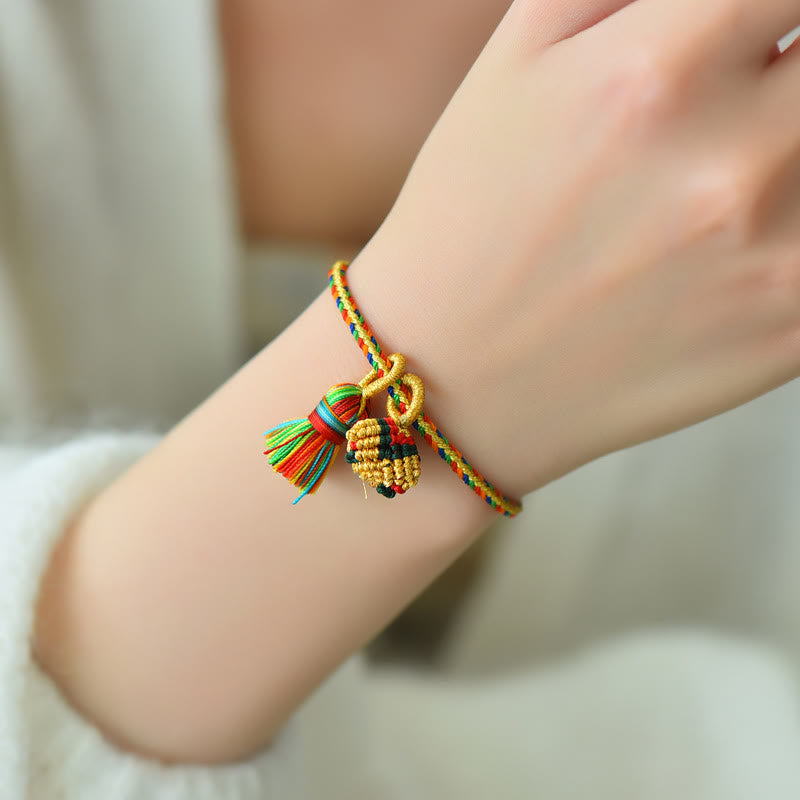 Nimara Ritual Colorful Rope Luck Handmade Zongzi Golden Ball Charm Bracelet