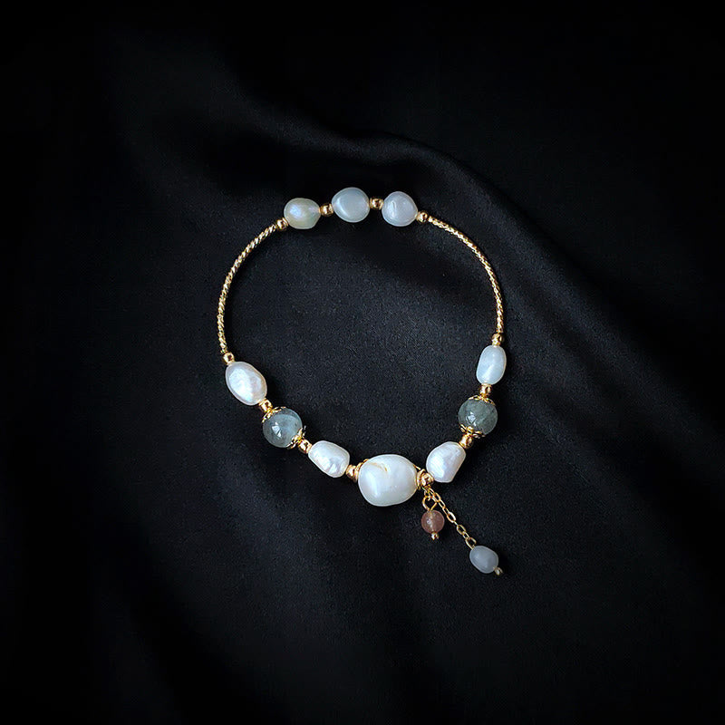 Nimara Ritual Pearl Moonstone Strawberry Quartz Bead Optimism Bracelet