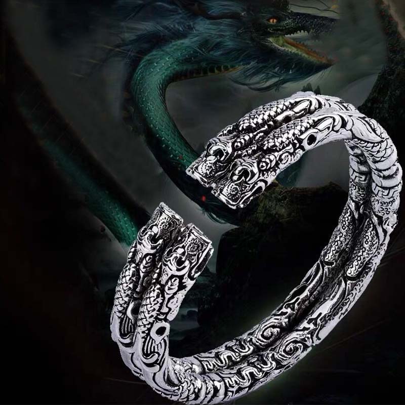 Nimara Ritual Dragon Auspicious Clouds Luck Protection Bracelet Adjustable Bangle