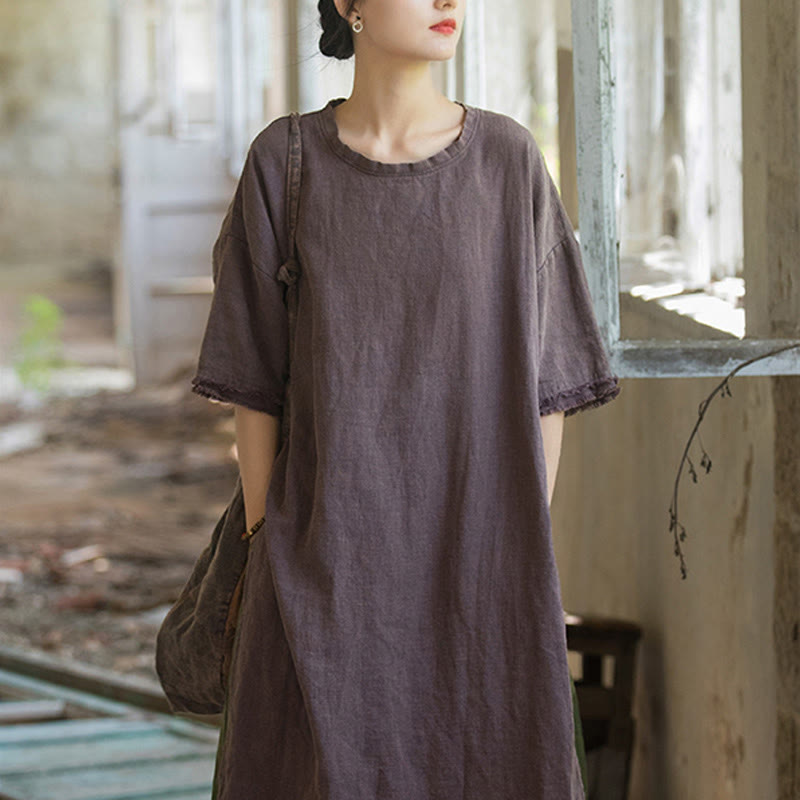 Nimara Ritual Ramie Linen Split Hem Top Women's Half Sleeve T-Shirts